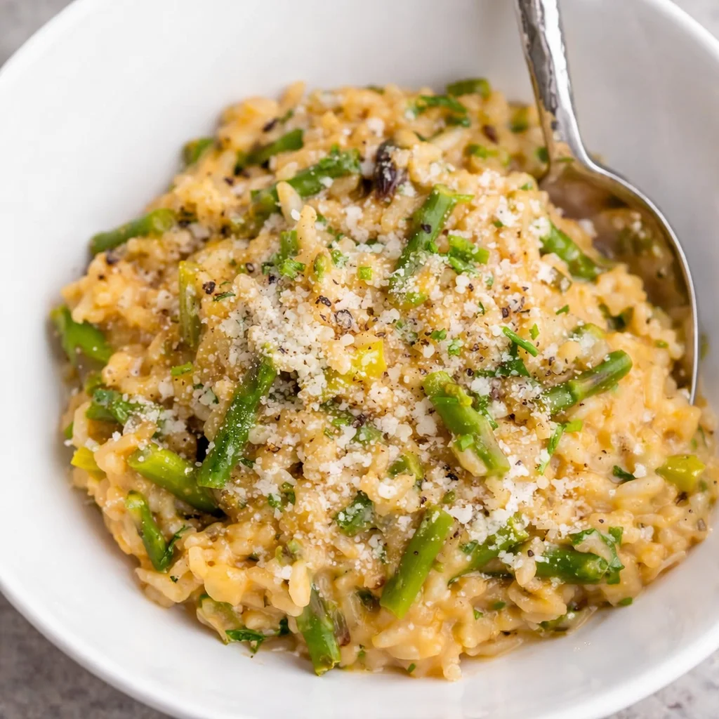 Creamy asparagus risotto with fresh asparagus and lemon for a vibrant spring dish